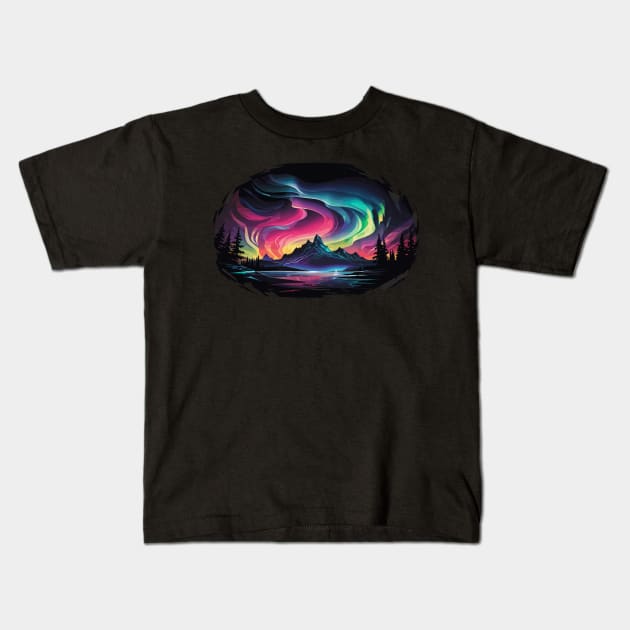 aurora borealis Kids T-Shirt by vaporgraphic